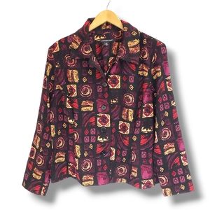 Briggs New York Abstract Multicolored Suede-Feel Button-up Top Size XL